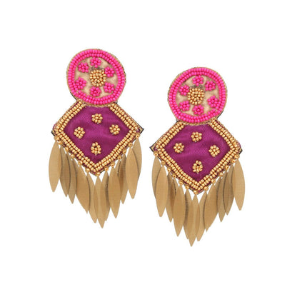 Traditional Handmade Red-Green Jhumki Earring by T4 Jewels Purple T4 Jewels