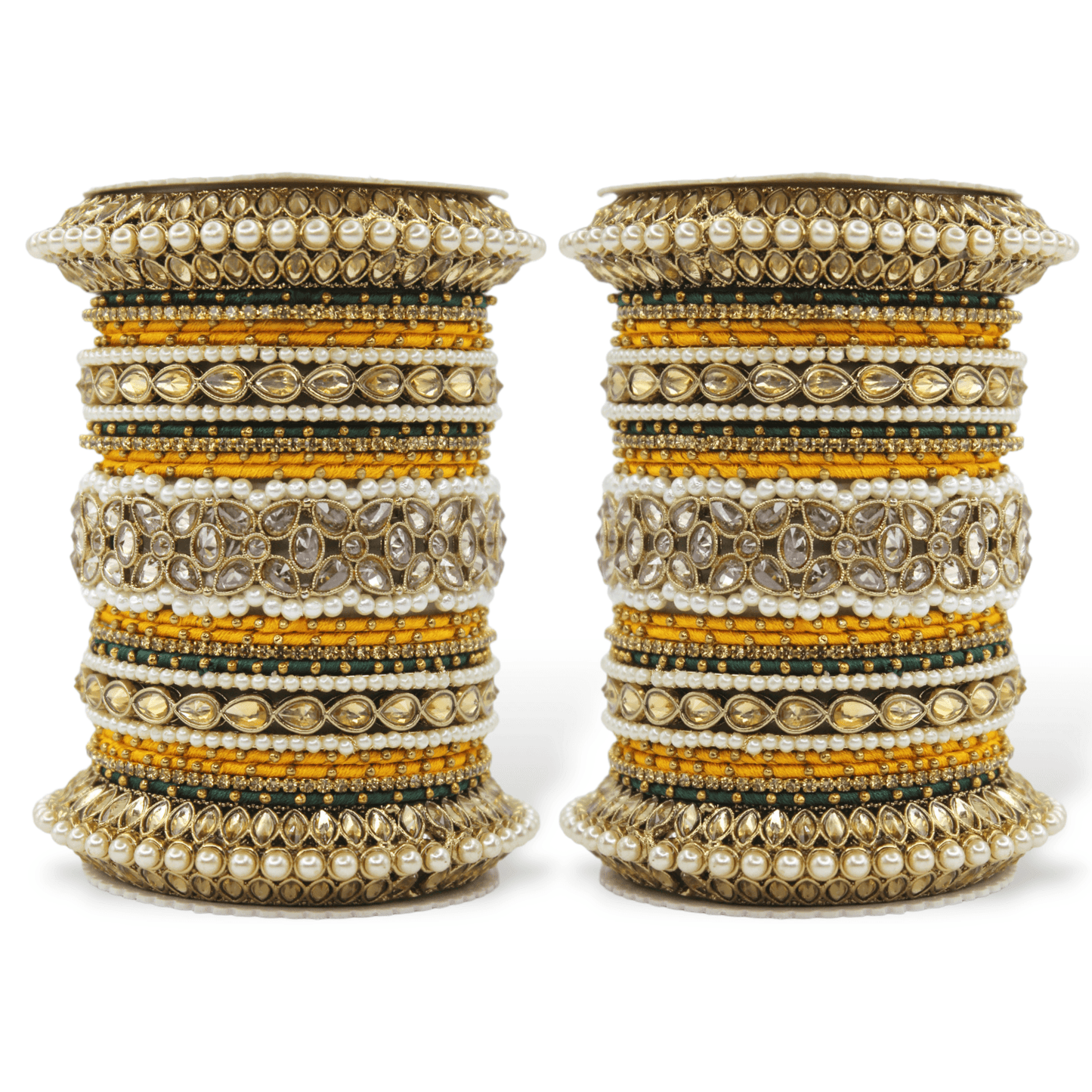 Beautiful Bridal Bangle Set with Pacheli Kada by T4 Jewels Yellow-Green T4 Jewels