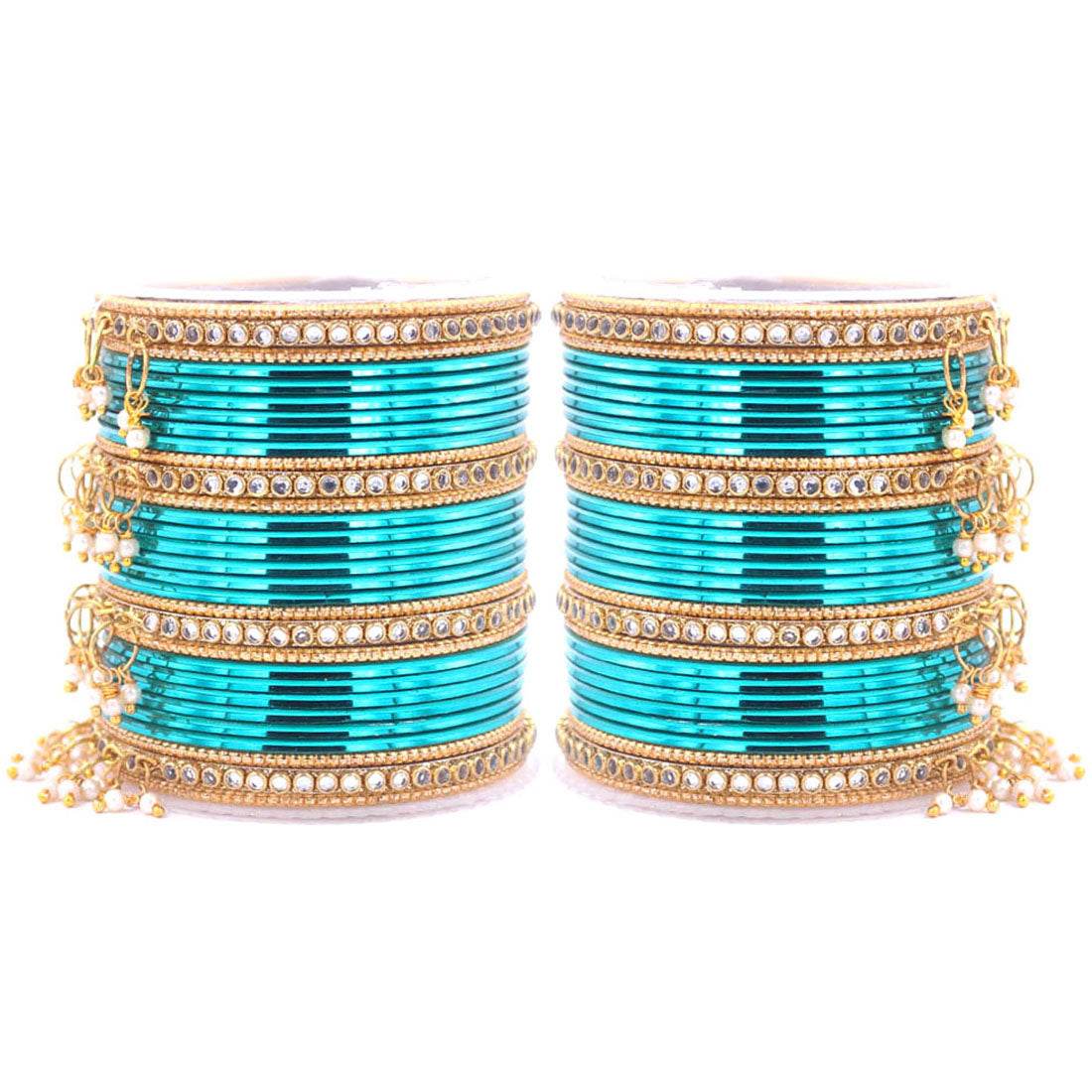 Shining Bangle Set with beaded Jhumki by T4 Jewels Radium T4 Jewels