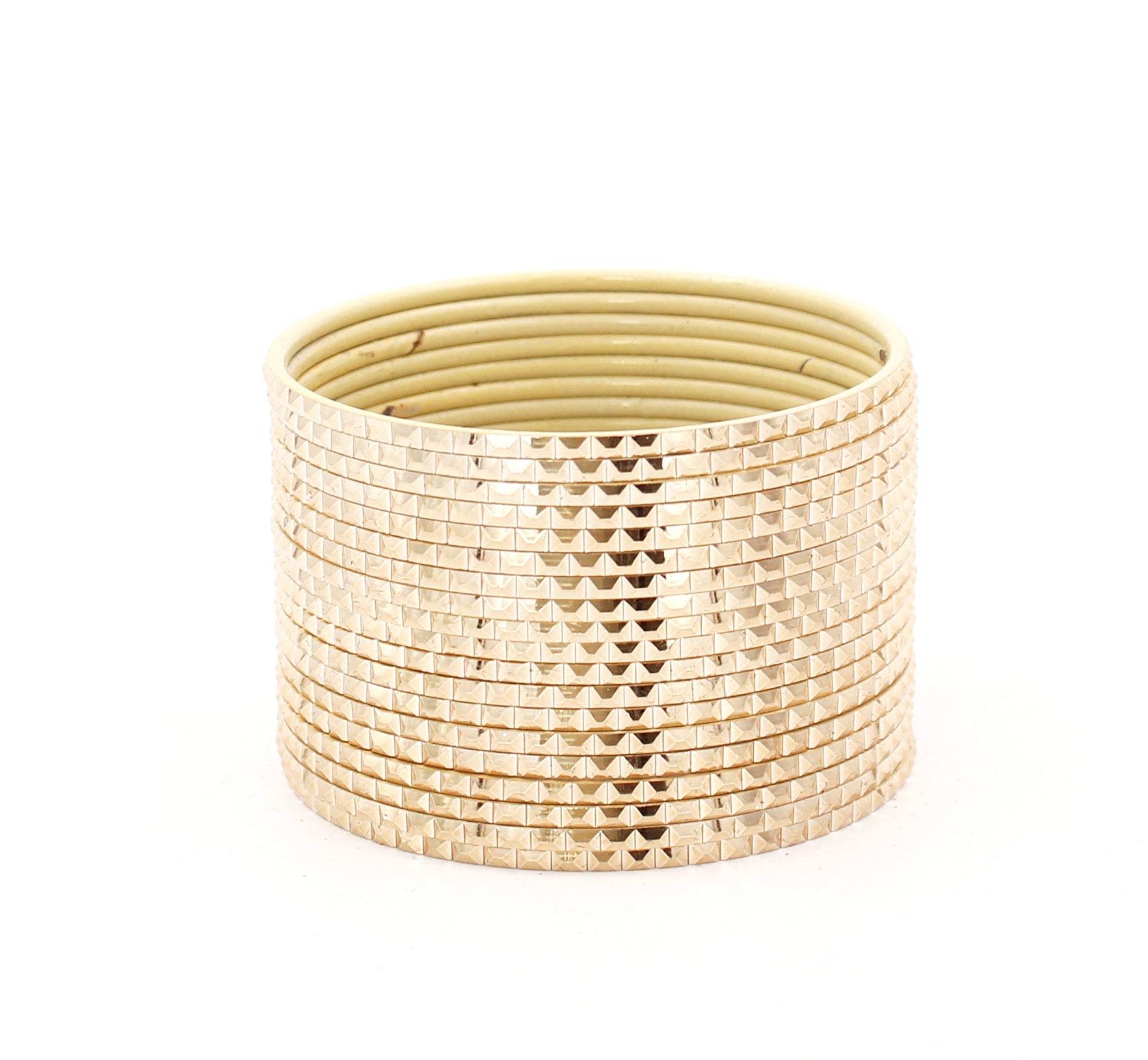 Set of 24 Metal Bangles with Reverse Cutting Design by T4 Jewels Golden BANGLES BY T4 Jewels