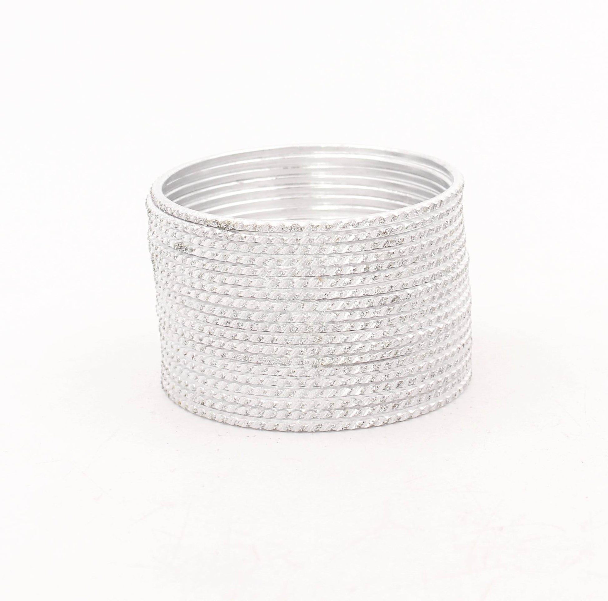 Set of 24 Metal Bangles with Reverse Cutting Design by T4 Jewels Silver BANGLES BY T4 Jewels