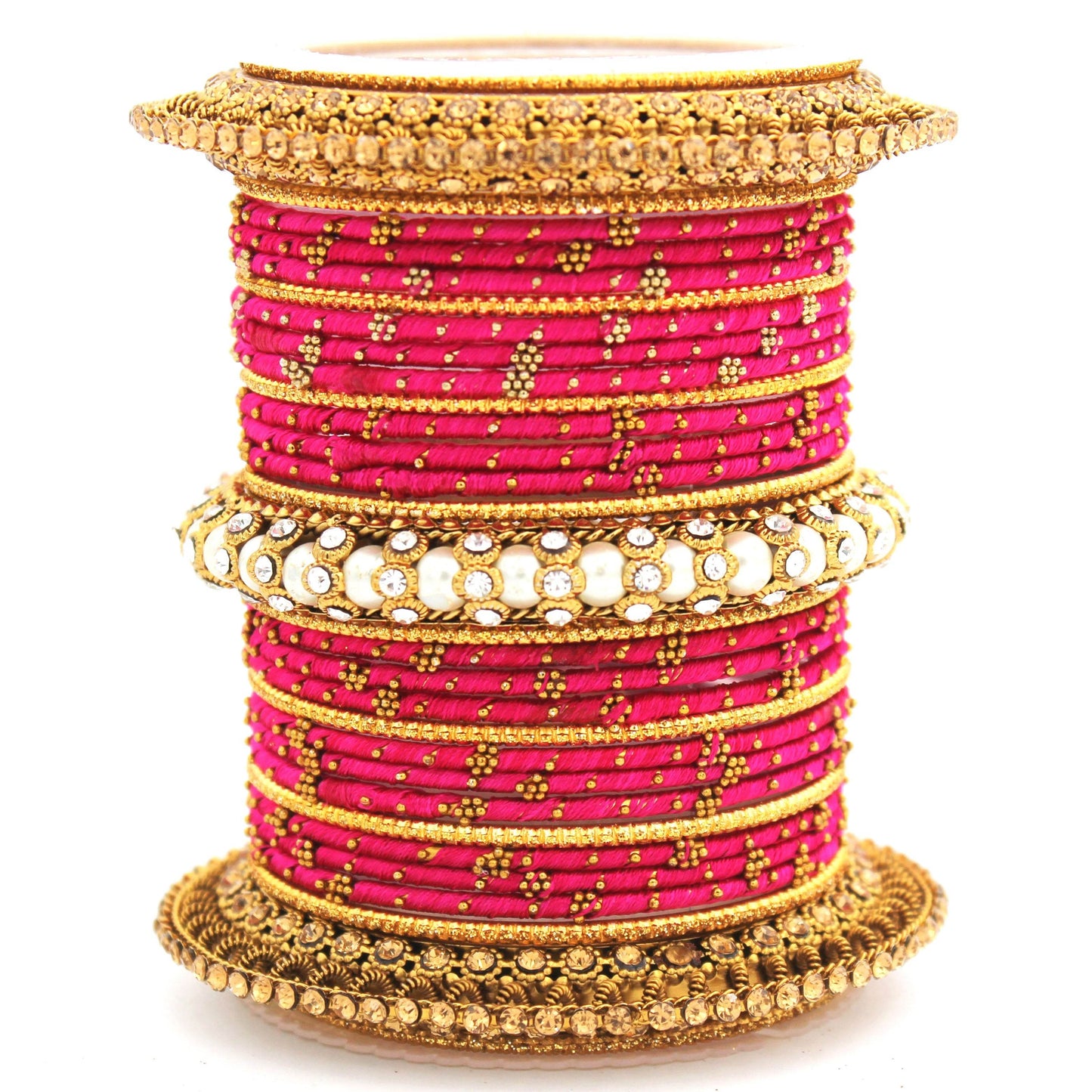 Traditional Thread bangle set with Pearl centre kada by T4 Jewels Rani T4 Jewels