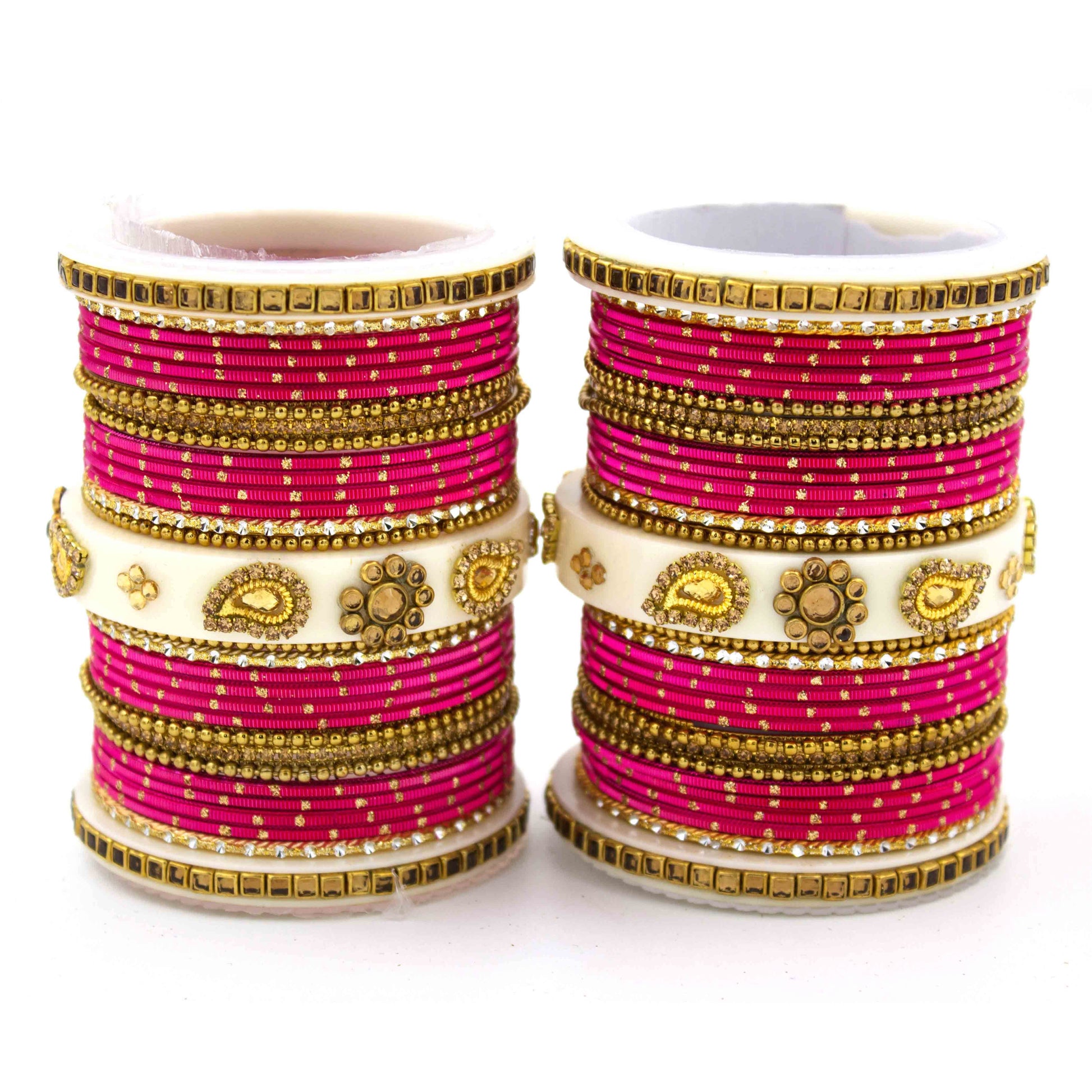 Traditonal Bridal Bangle set with golden dotted design Rani T4 Jewels
