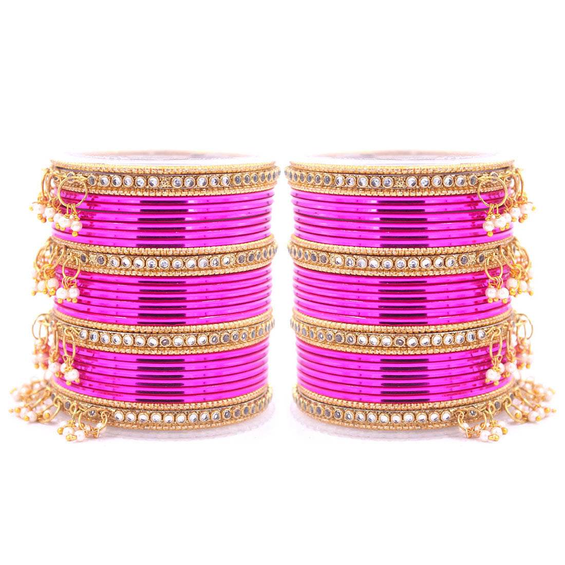Shining Bangle Set with beaded Jhumki by T4 Jewels Rani T4 Jewels