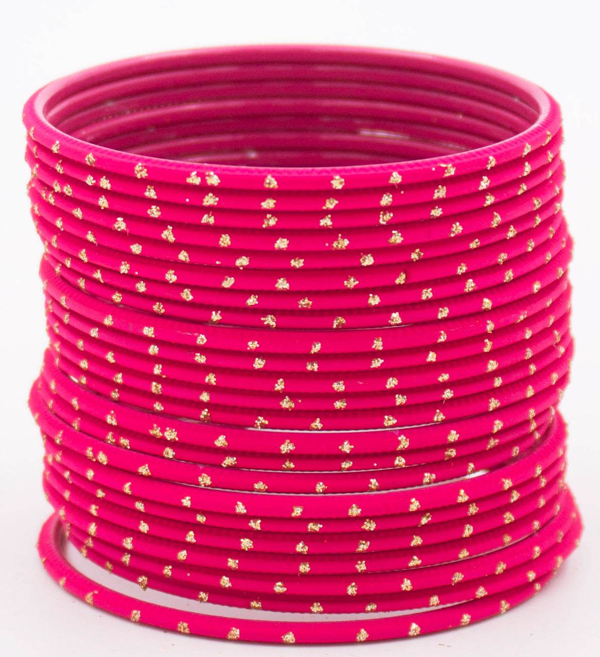 Set of 24 Plain Matte Textured Metal Bangles By T4 Jewels Rani T4 Jewels