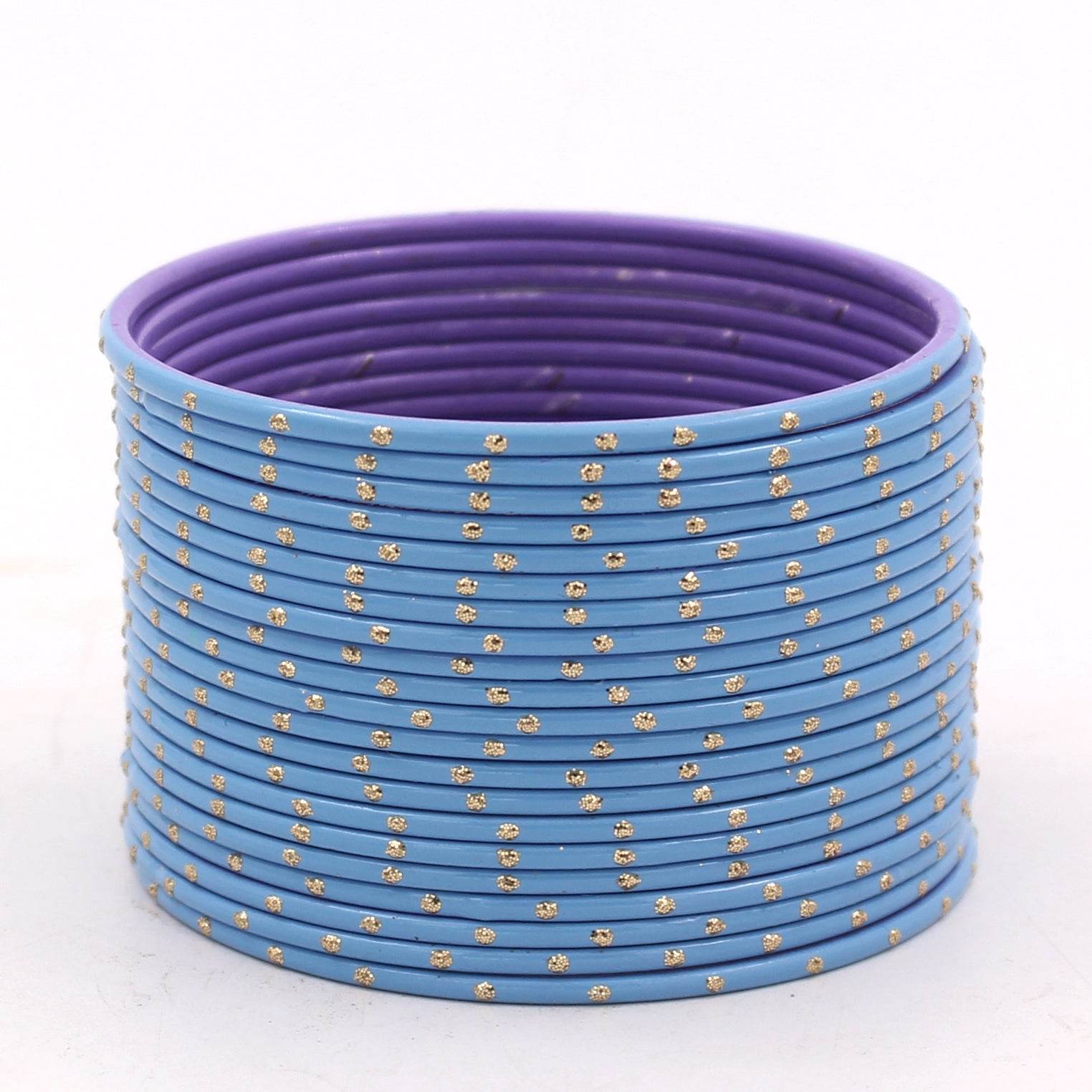 Set of 24 Matte Textured Bangles with Golden Boond by T4 Jewels Lavender-348 T4 Jewels