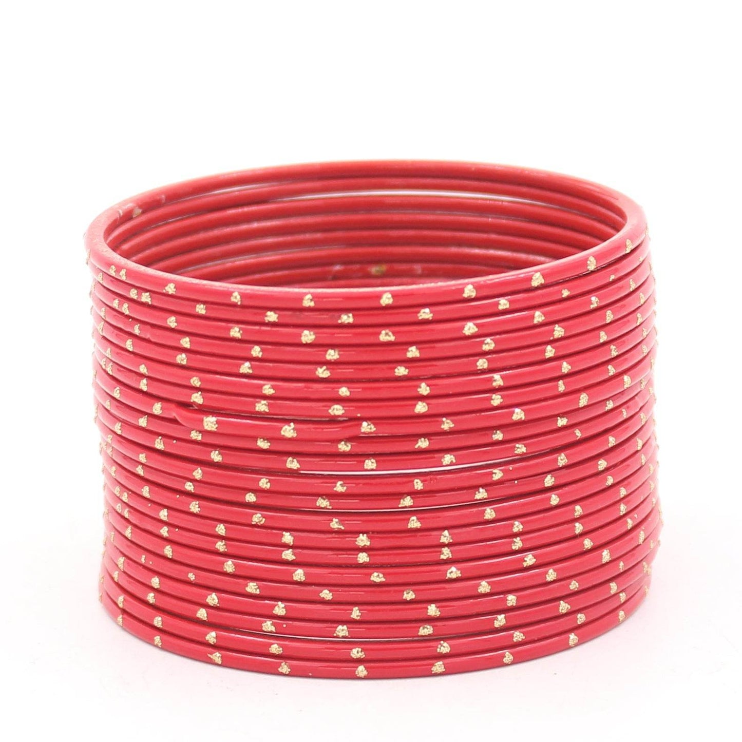 Set of 24 Matte Textured Bangles with Golden Boond by T4 Jewels Red T4 Jewels
