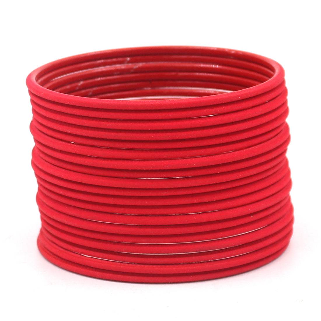 Set of 24 Matte Textured Bangles by T4 Jewels Red T4 Jewels