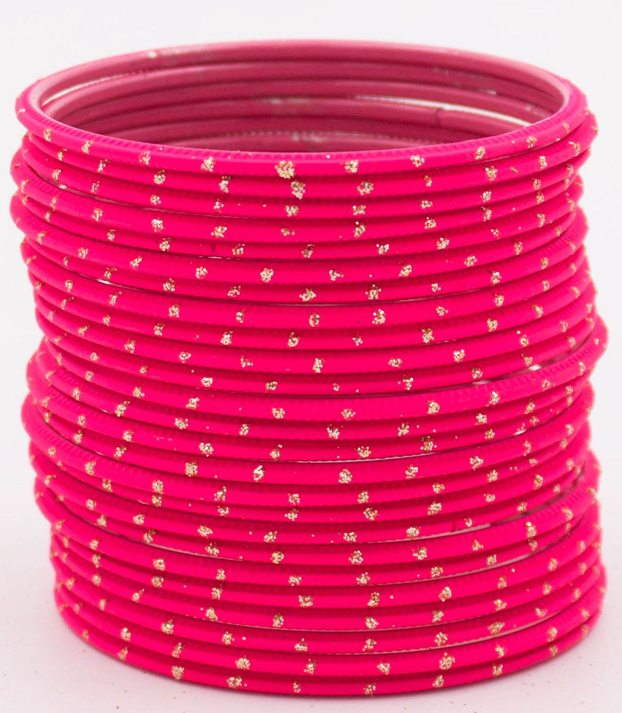 Set of 24 Plain Matte Textured Metal Bangles By T4 Jewels Plus Size Gajri T4 Jewels
