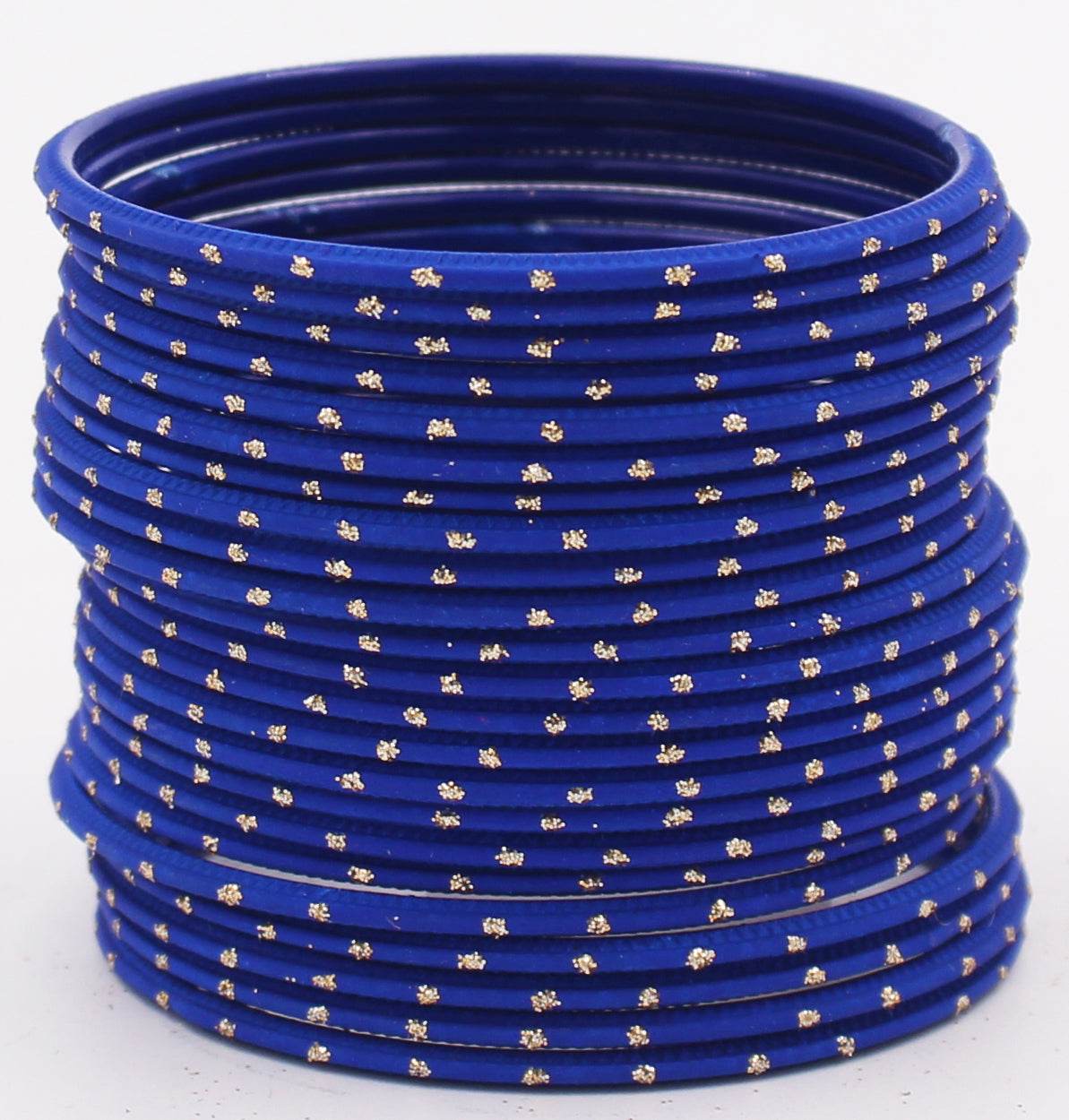 Set of 24 Plain Matte Textured Metal Bangles By T4 Jewels Plus Size Royal Blue T4 Jewels