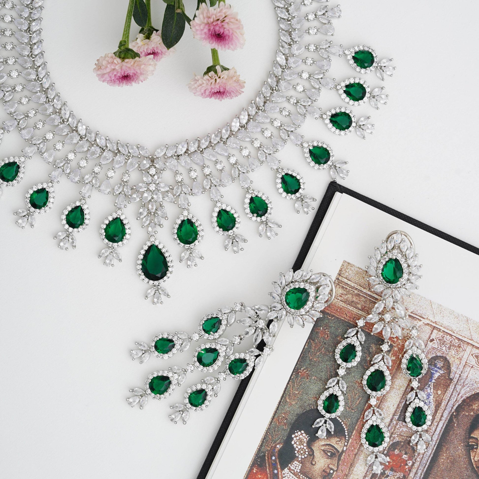 Cubic Zirconia Bridal Necklace Set T4 Jewels