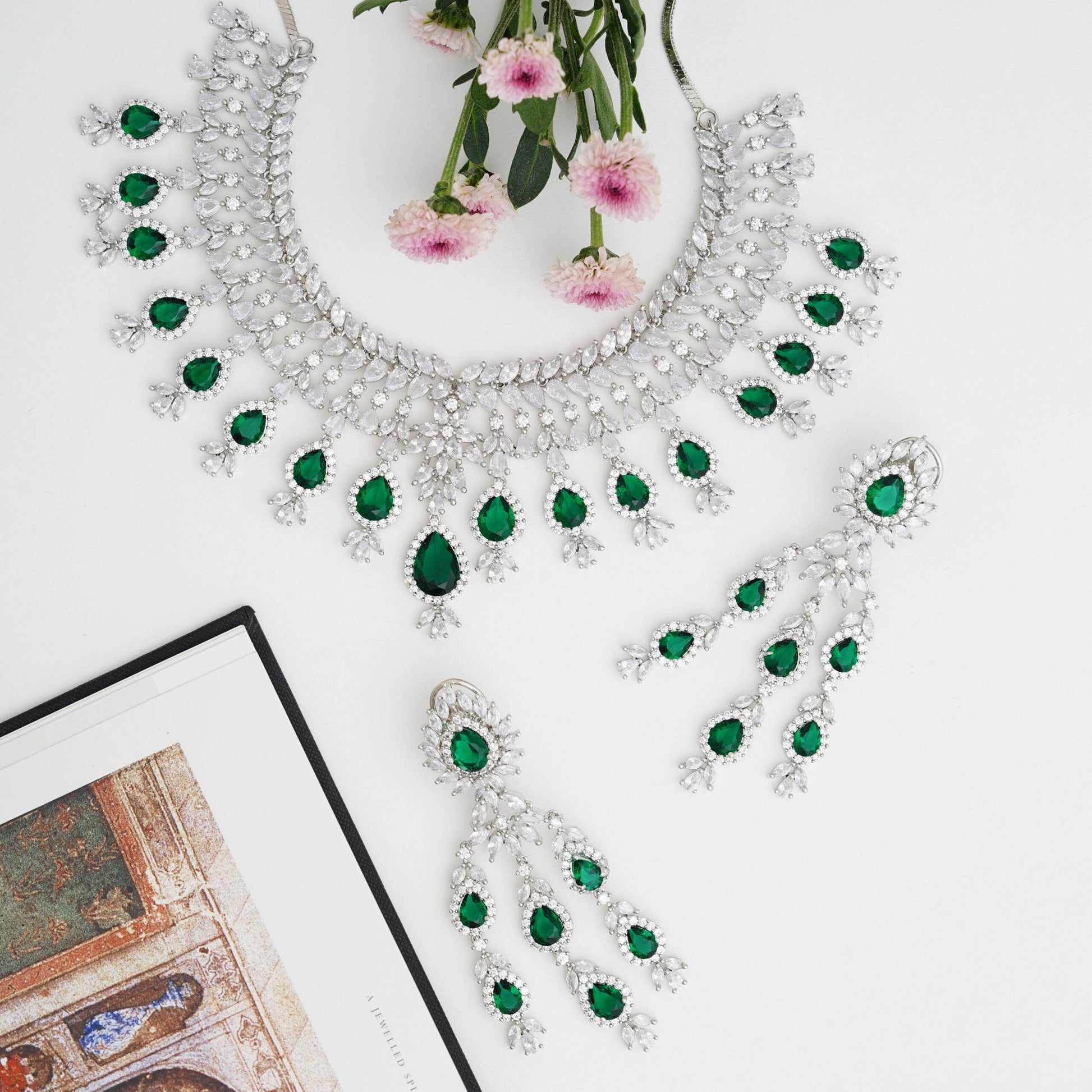 Cubic Zirconia Bridal Necklace Set T4 Jewels