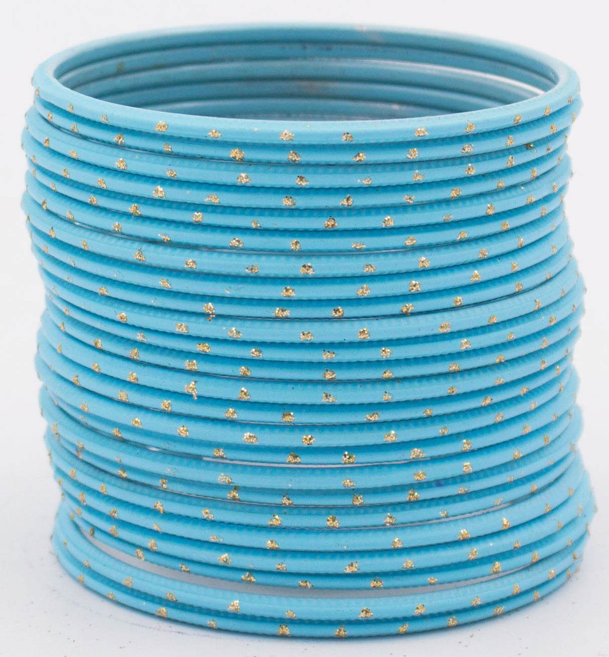 Set of 24 Plain Matte Textured Metal Bangles By T4 Jewels Sky Blue T4 Jewels