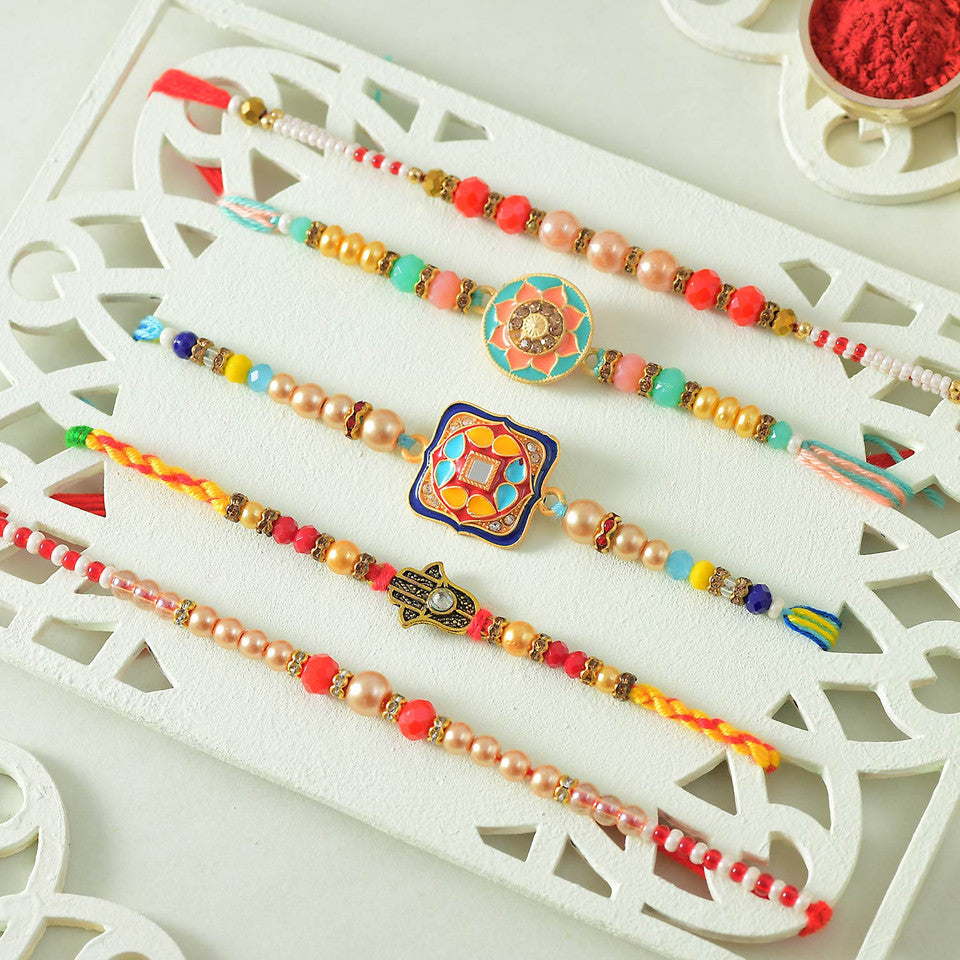 T4 Jewels Pack of 5 Multicolor Designer Rakhis for Brother - SR28