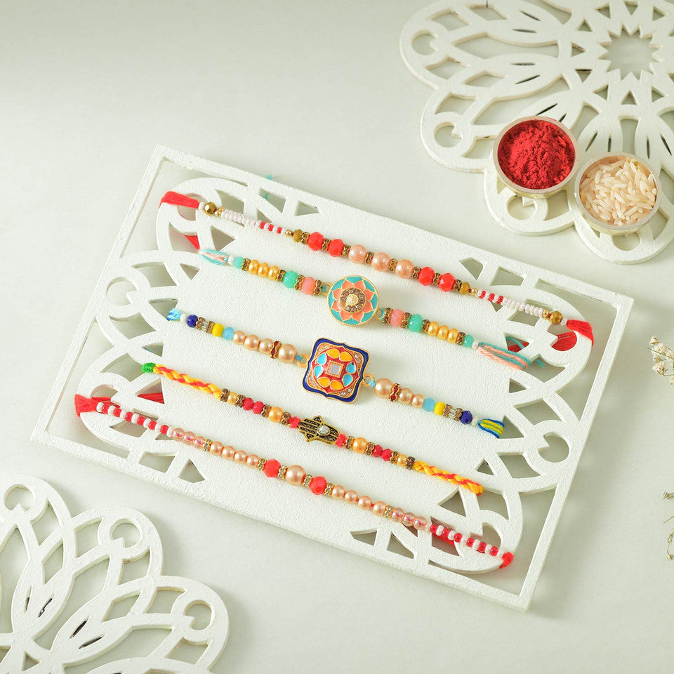 T4 Jewels Pack of 5 Multicolor Designer Rakhis for Brother - SR28