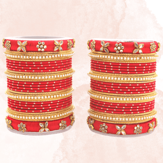 Set of 2 Bangle sets with Thread Bangles with floral Design T4 Jewels