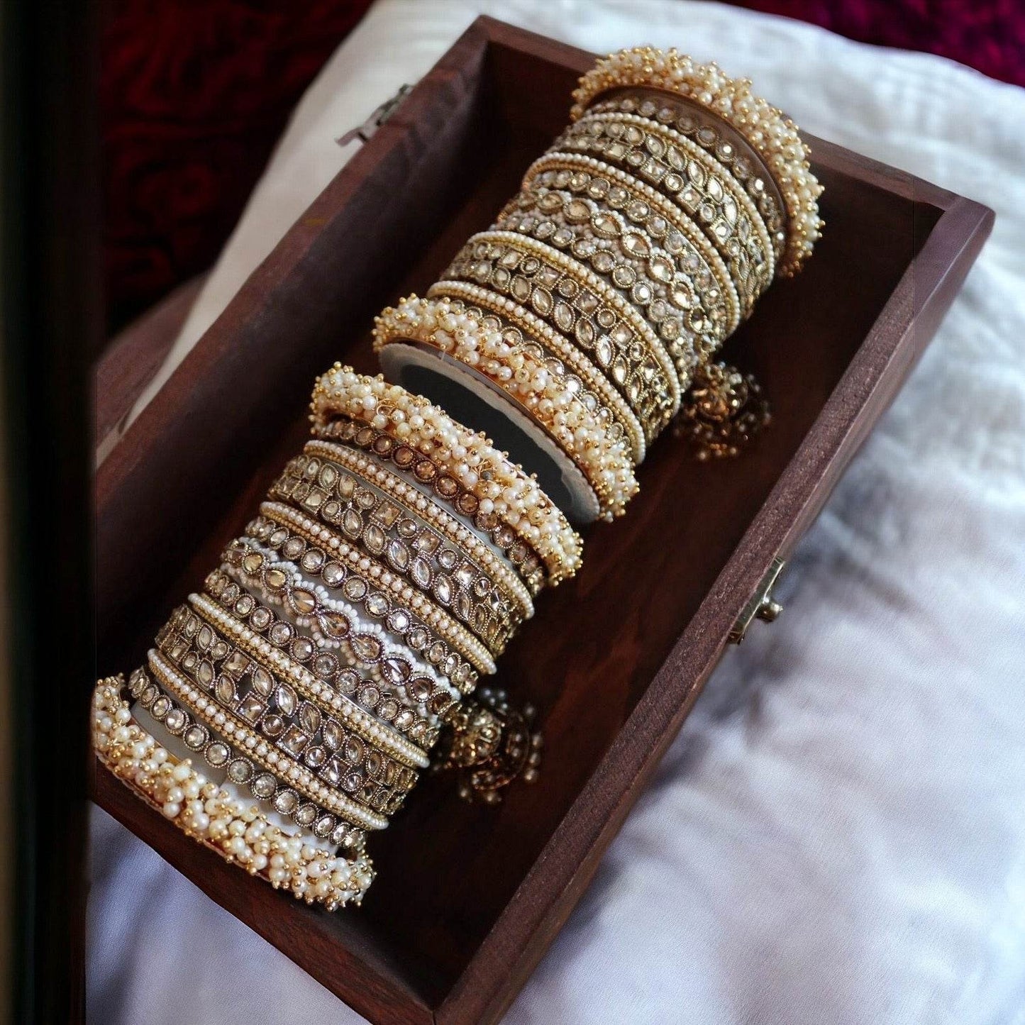 Bridal Stone Bangle Set with Jhumki by T4 Jewels Golden T4 Jewels