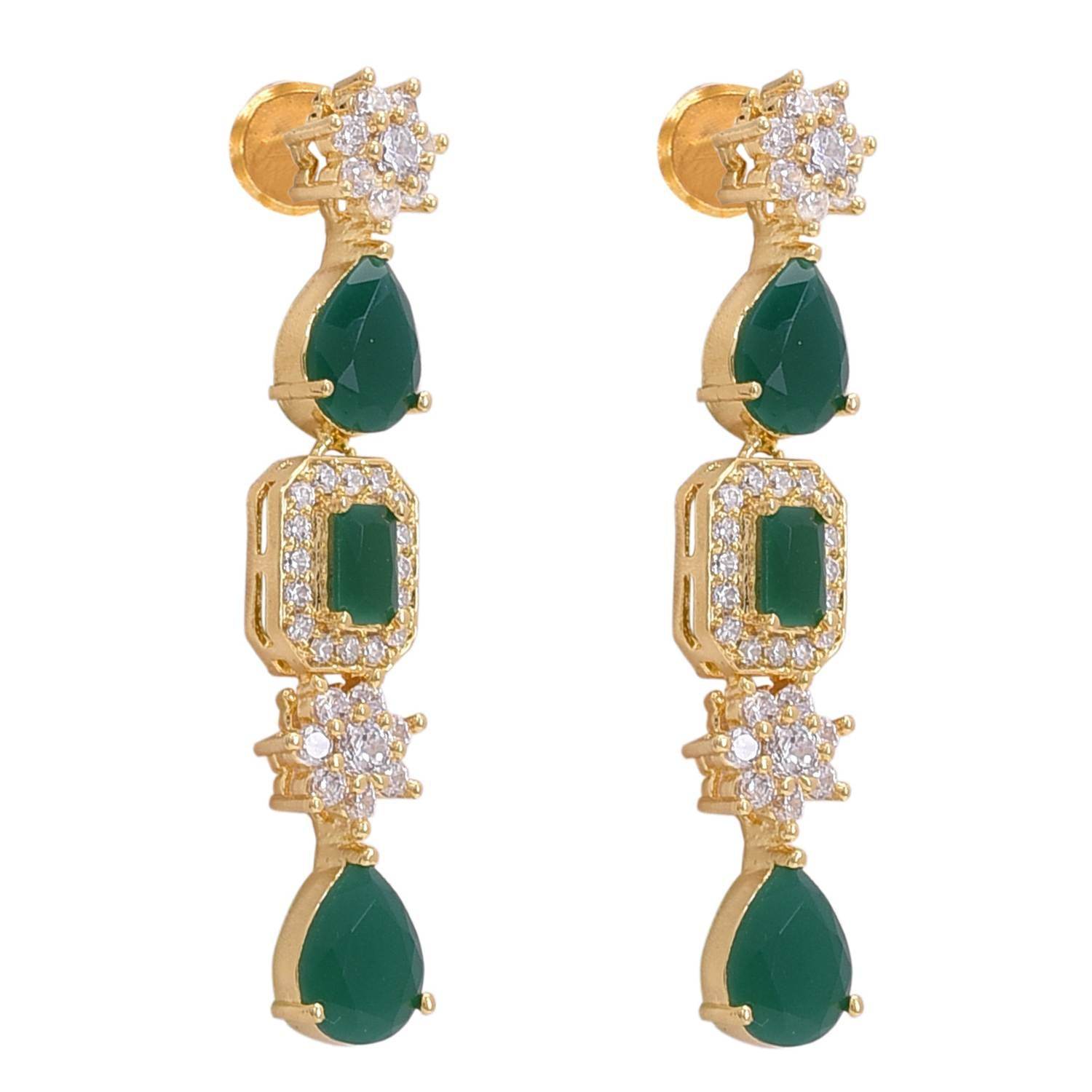 Graceful Handcrafted CZ Necklace Set - A Delicate and Dazzling Jewelry Piece T4 Jewels