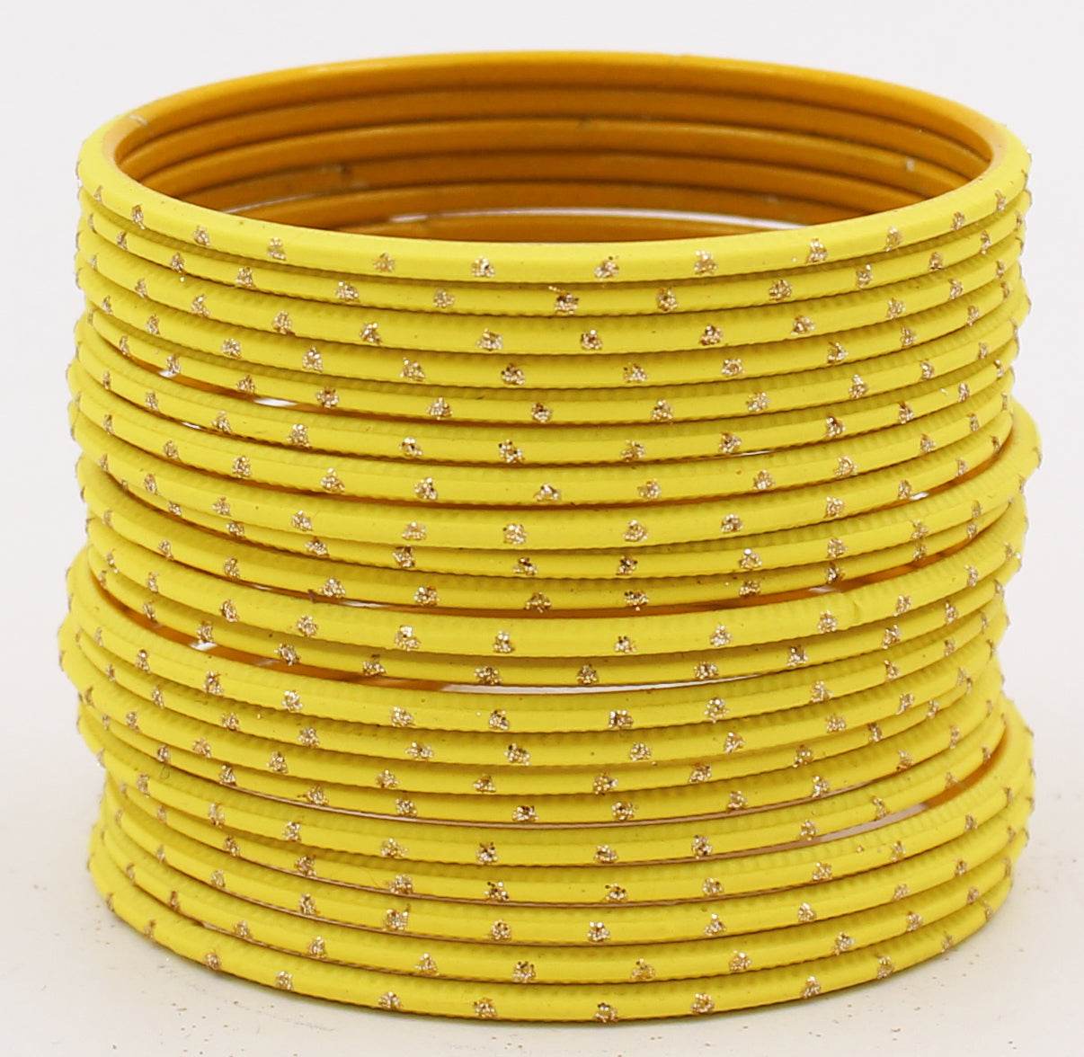 Set of 24 Plain Matte Textured Metal Bangles By T4 Jewels Yellow T4 Jewels