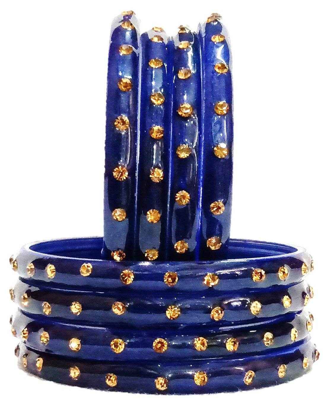 T4 Jewels (Large Size) Many Colors Glass Kada Bangles (Pack Of 8)-SHGN