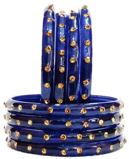 T4 Jewels (Large Size) Many Colors Glass Kada Bangles (Pack Of 8)-SHGN