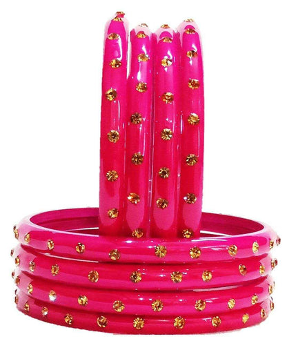 T4 Jewels (Large Size) Many Colors Glass Kada Bangles (Pack Of 8)-SHGN