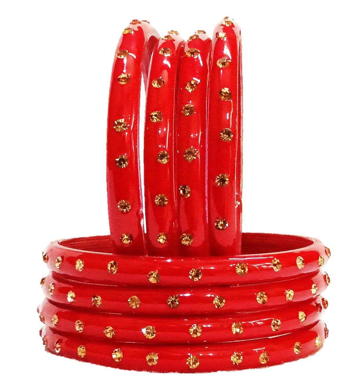T4 Jewels (Large Size) Many Colors Glass Kada Bangles (Pack Of 8)-SHGN