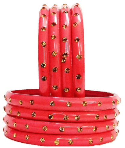 T4 Jewels (Large Size) Many Colors Glass Kada Bangles (Pack Of 8)-SHGN