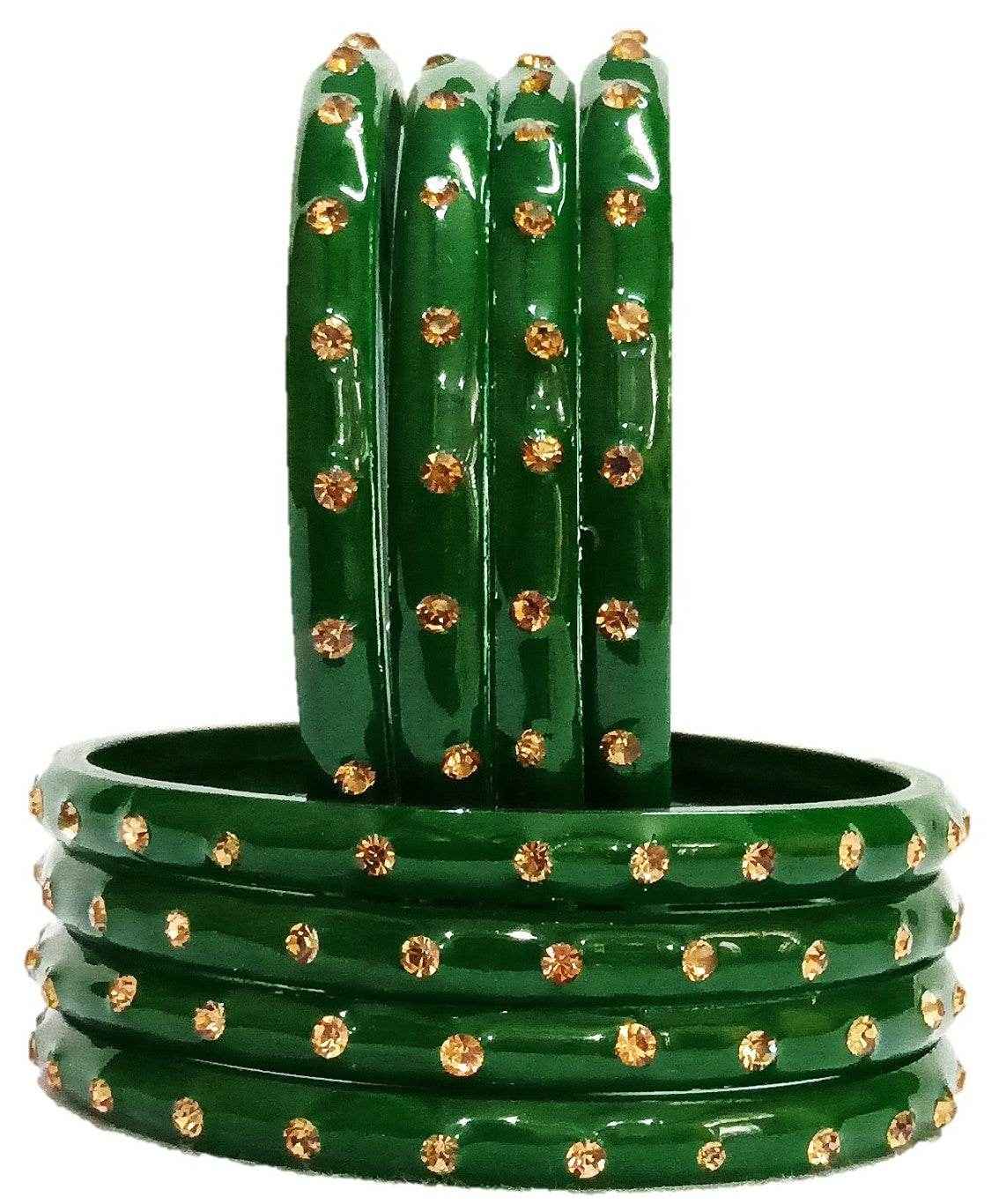 T4 Jewels (Large Size) Many Colors Glass Kada Bangles (Pack Of 8)-SHGN