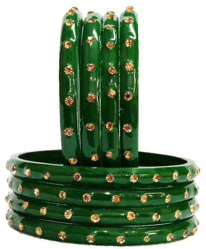 T4 Jewels (Large Size) Many Colors Glass Kada Bangles (Pack Of 8)-SHGN