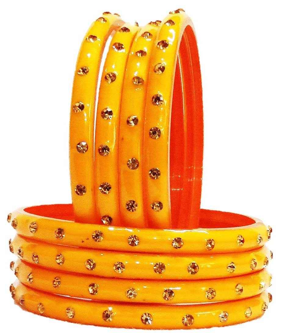 T4 Jewels (Large Size) Many Colors Glass Kada Bangles (Pack Of 8)-SHGN