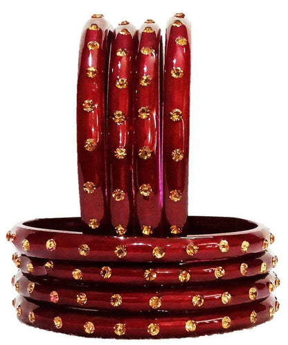 T4 Jewels (Large Size) Many Colors Glass Kada Bangles (Pack Of 8)-SHGN