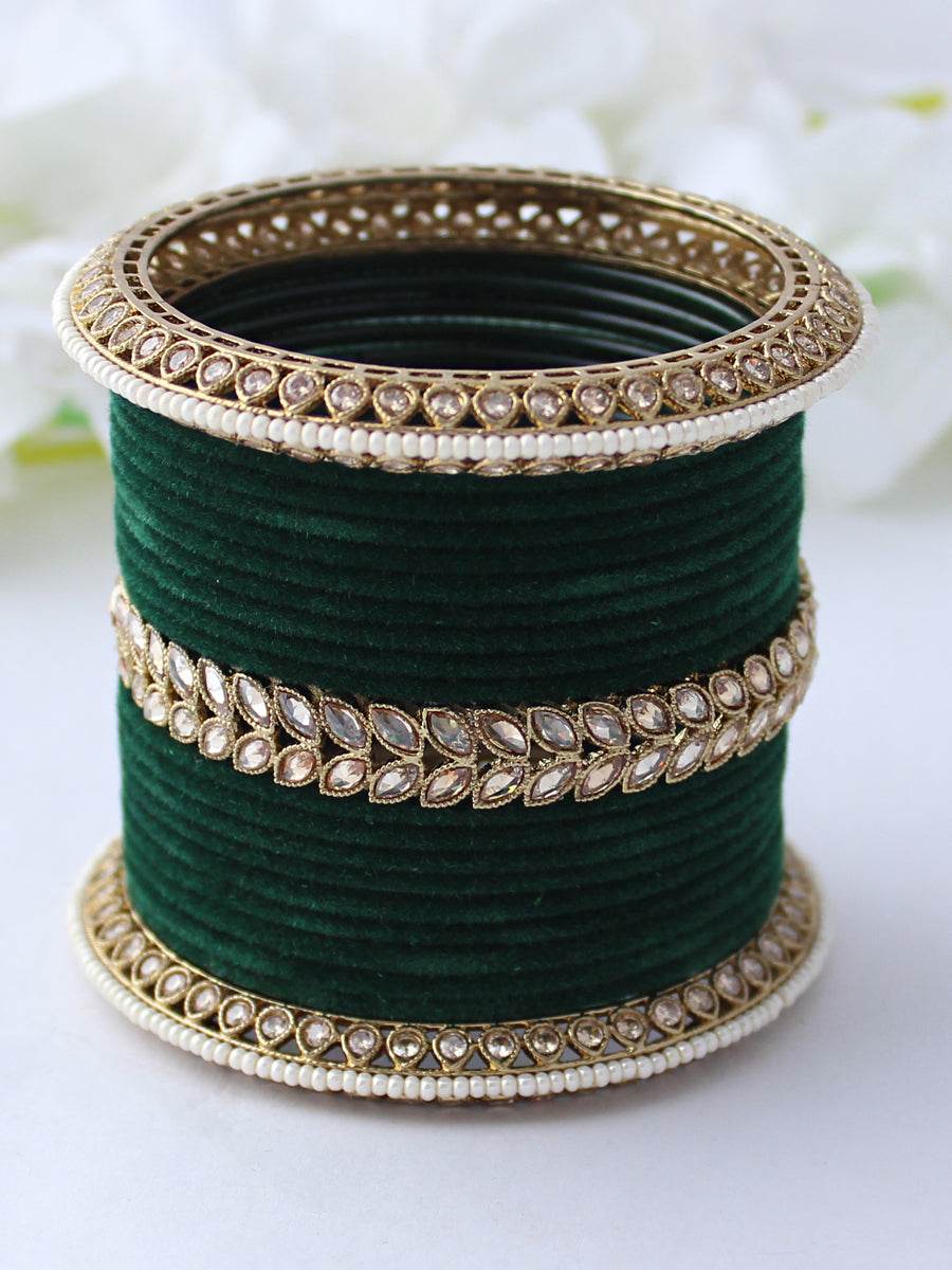 Reet Bangle Set Green T4 Jewels