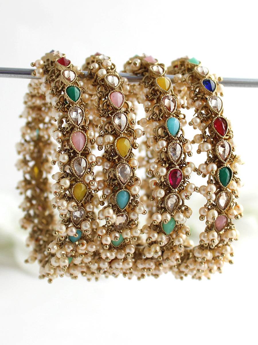 Kayra Bangle Set Golden Multicolor T4 Jewels