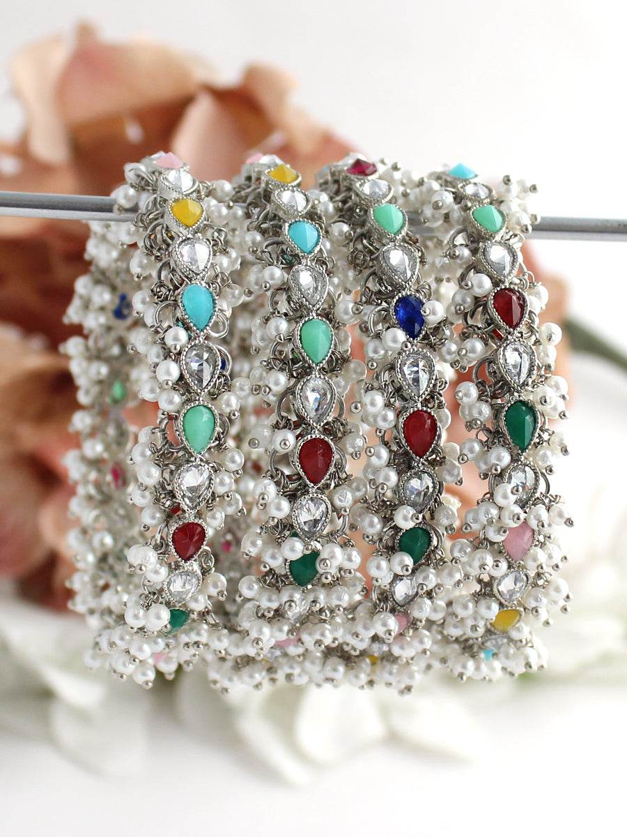 Kayra Bangle Set Silver Multicolor T4 Jewels