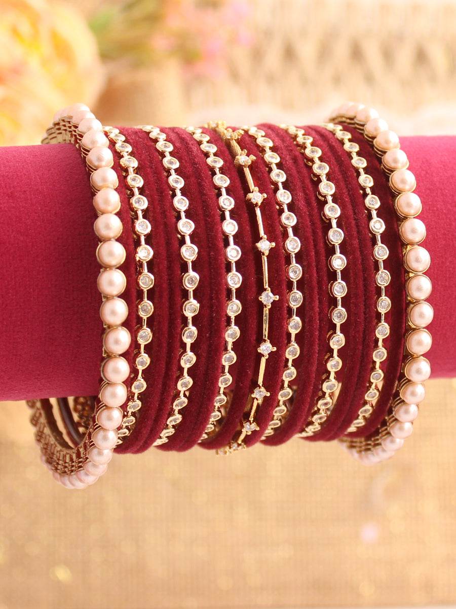 Vedika Bangle Set 2.4 Maroon T4 Jewels