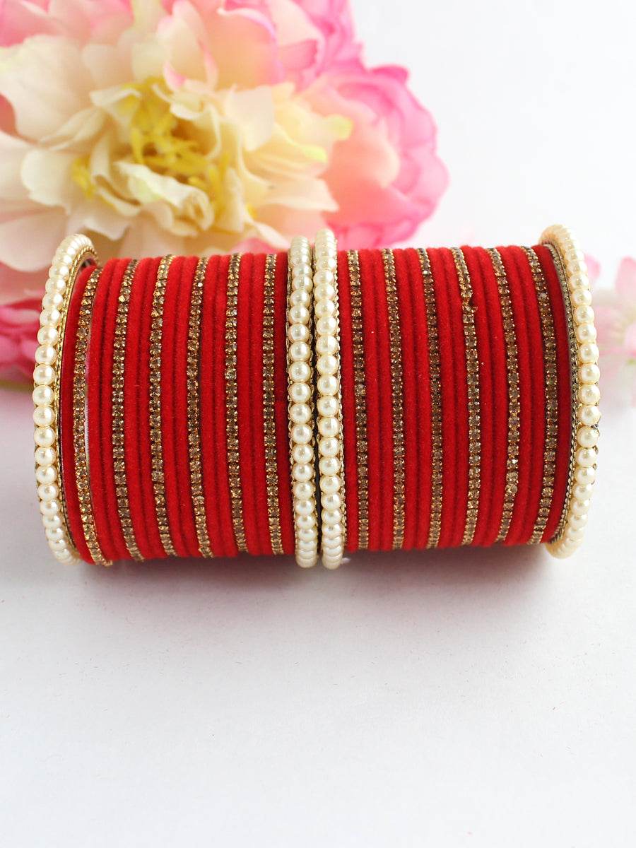 Jaanvi Bangle Set Red T4 Jewels