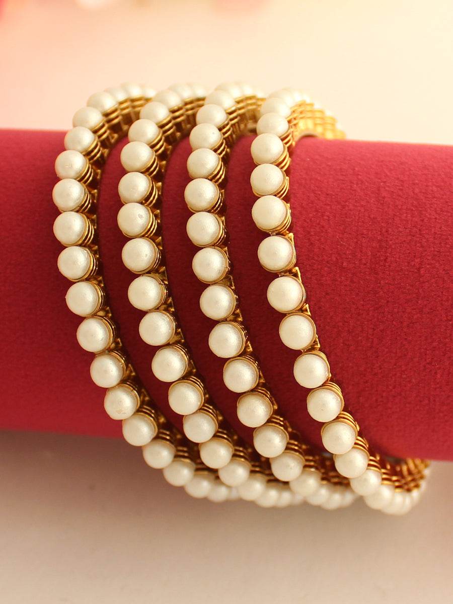 Nitya Bangle Set White T4 Jewels