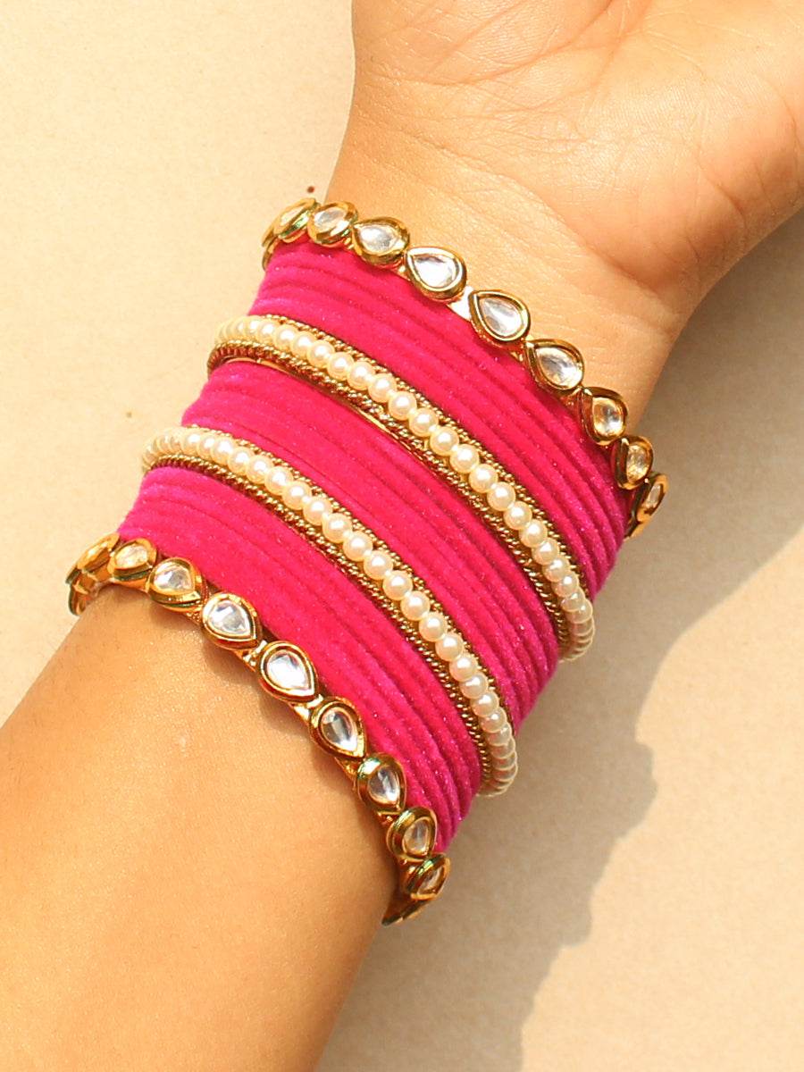 Preksha Bangle Set Hot Pink 2.4 T4 Jewels