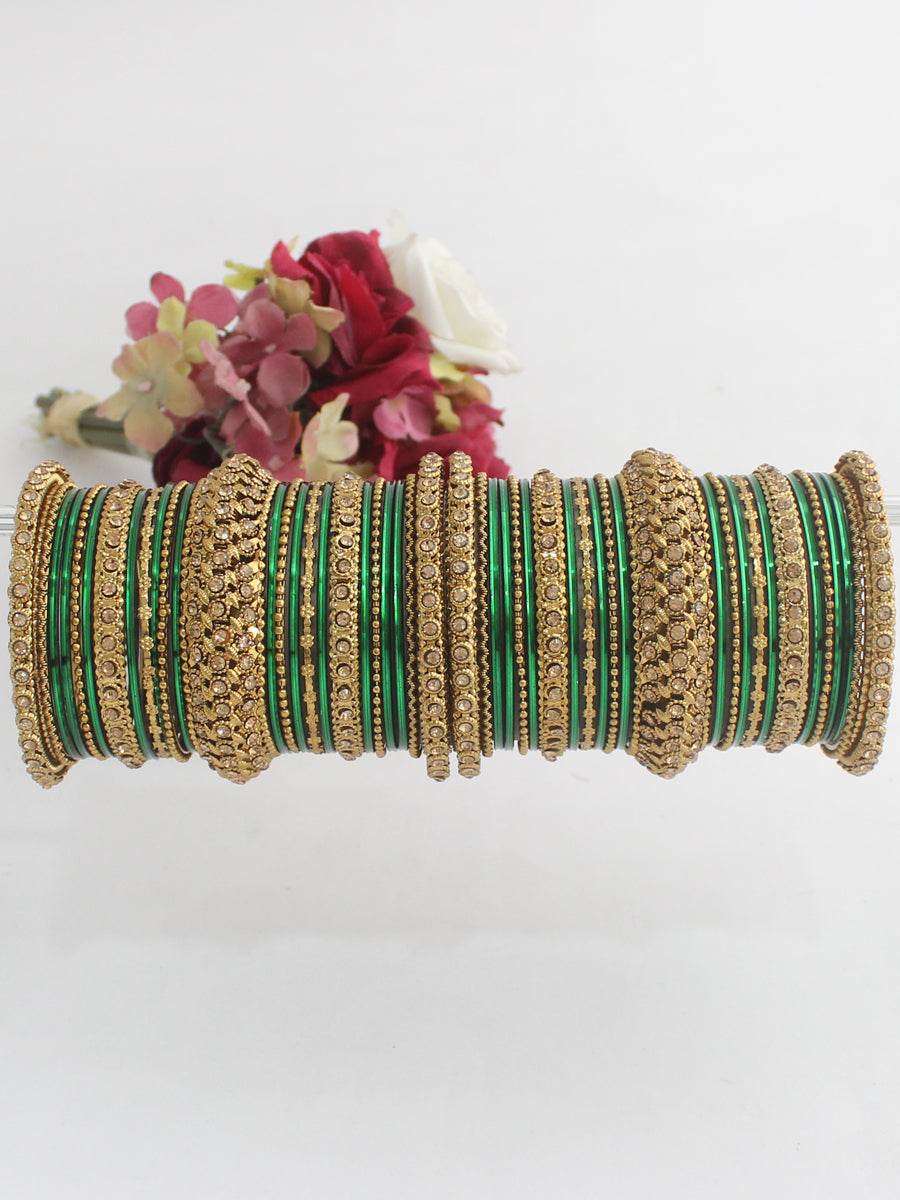 Somya Bangle Set Green T4 Jewels