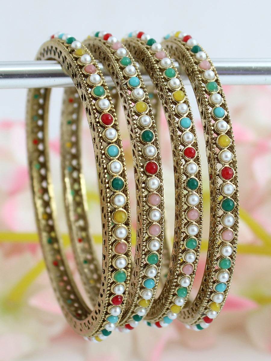 Trisha Pearl Chudi / Bangle Set Multicolor T4 Jewels