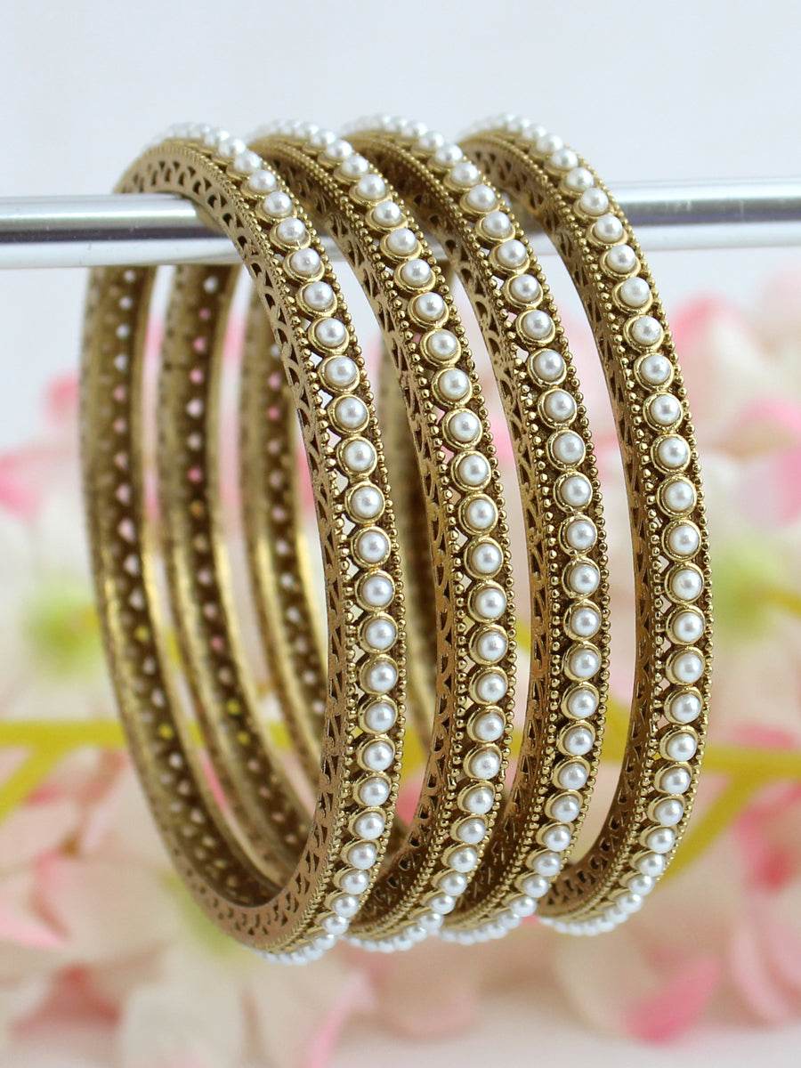 Trisha Pearl Chudi / Bangle Set Golden T4 Jewels