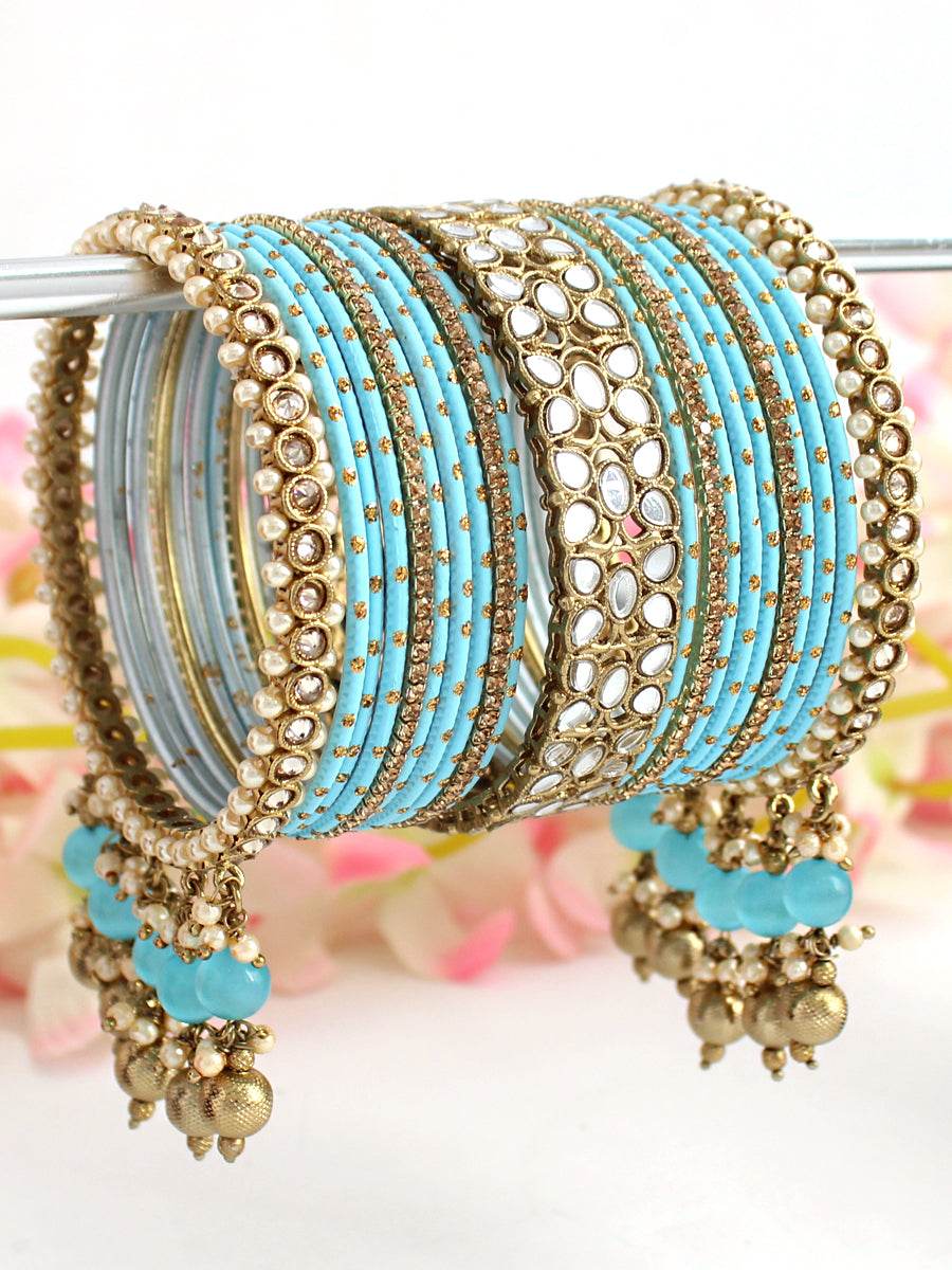 Kamya Bangle Set Matte Turquoise 2.6 T4 Jewels