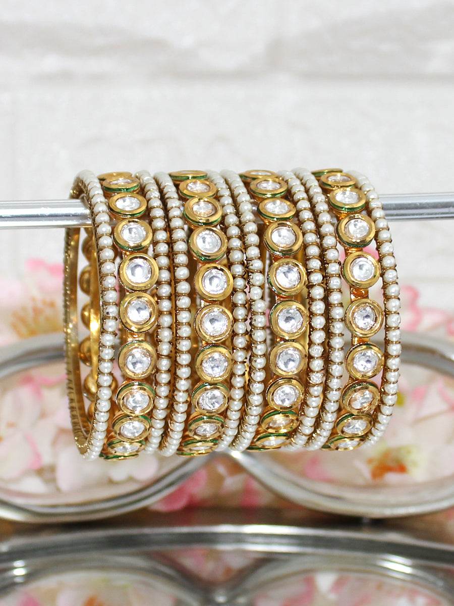 Sanchi Bangle Set White T4 Jewels