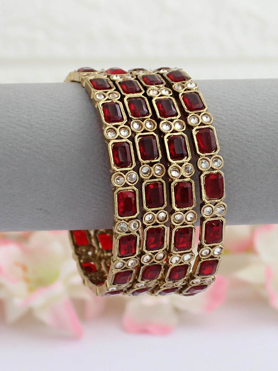 Ruhina Bangle Set Maroon T4 Jewels