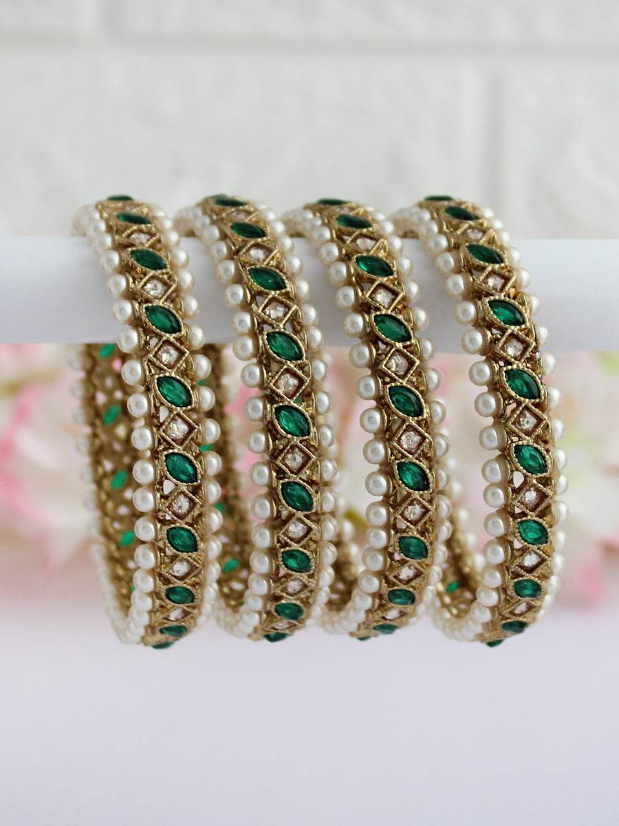 Kinjal Bangle Set Green 2.1O T4 Jewels
