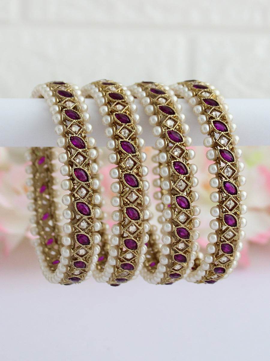 Kinjal Bangle Set Purple T4 Jewels