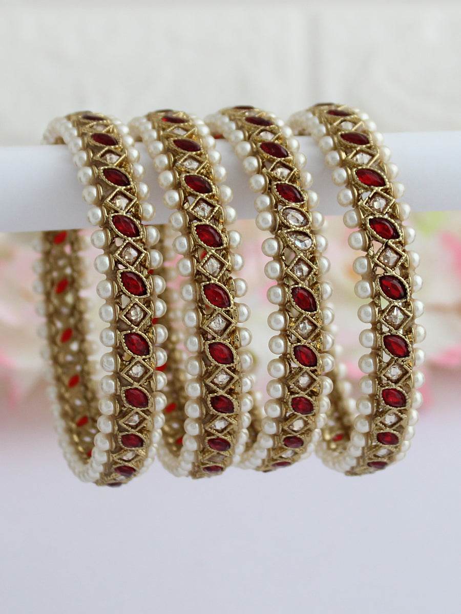 Kinjal Bangle Set Maroon T4 Jewels