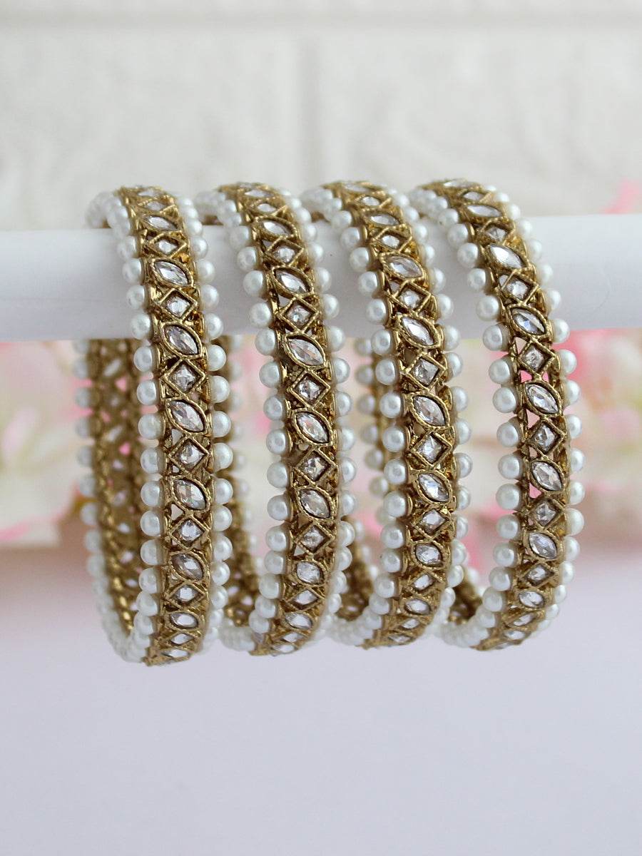 Kinjal Bangle Set White T4 Jewels