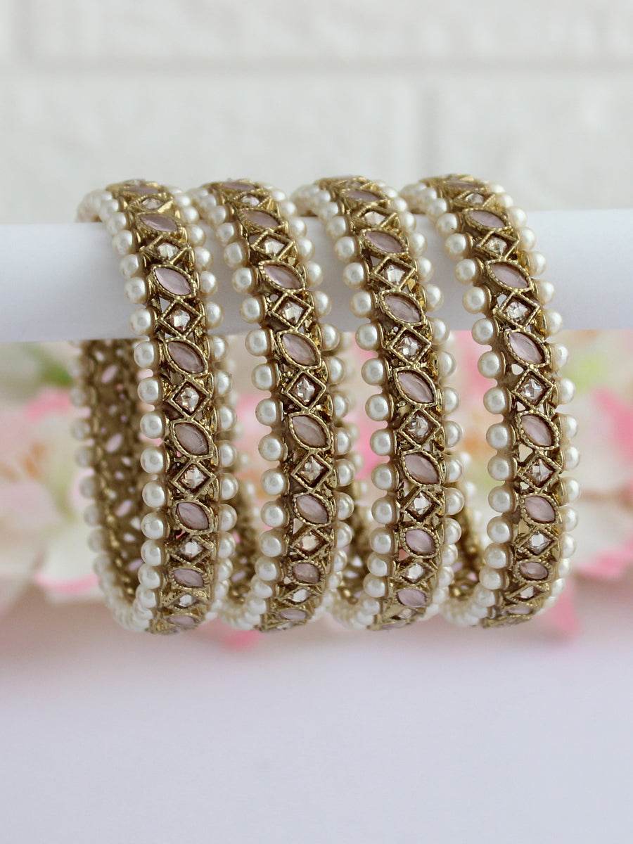 Kinjal Bangle Set Pastel Pink T4 Jewels